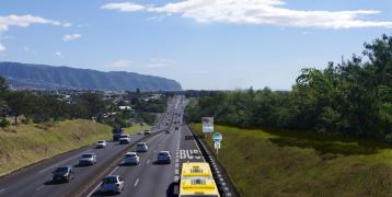 Bus and cars on the road